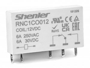 Реле интерфейсное Shenler RNC1CO012 1CO 6A 12VDC